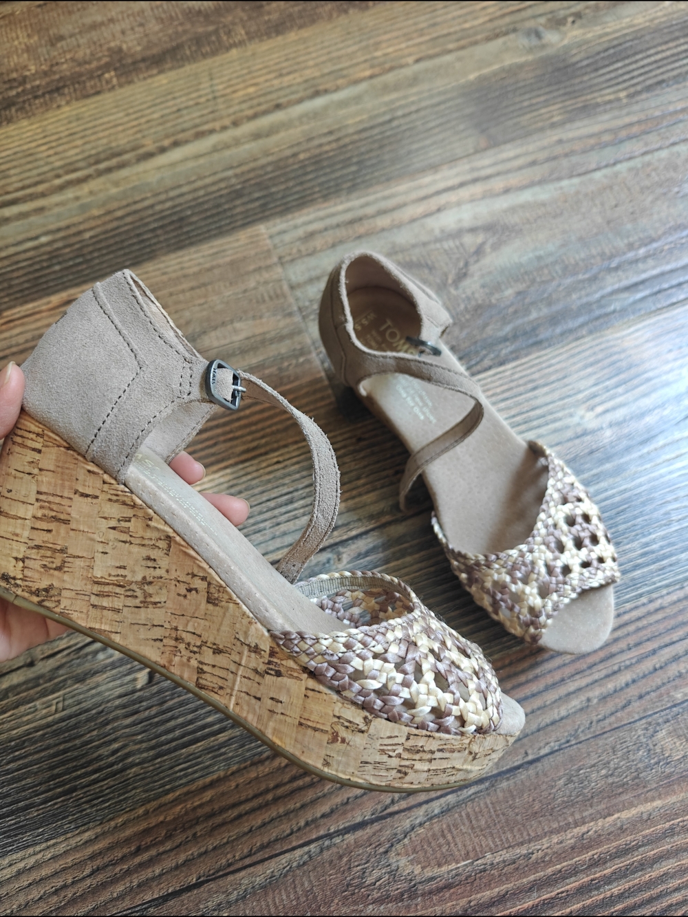 TOMS Wedge Sandals in Taupe 6